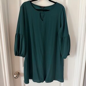 As U Wish Women’s Evergreen Sheath Dress Size XL Puff Sleeves Keyhole Detail